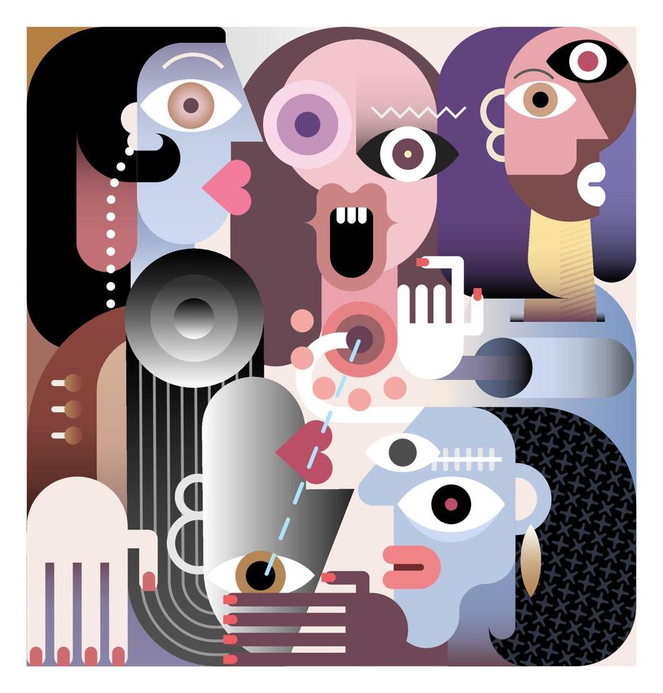 Large Family vector illustration