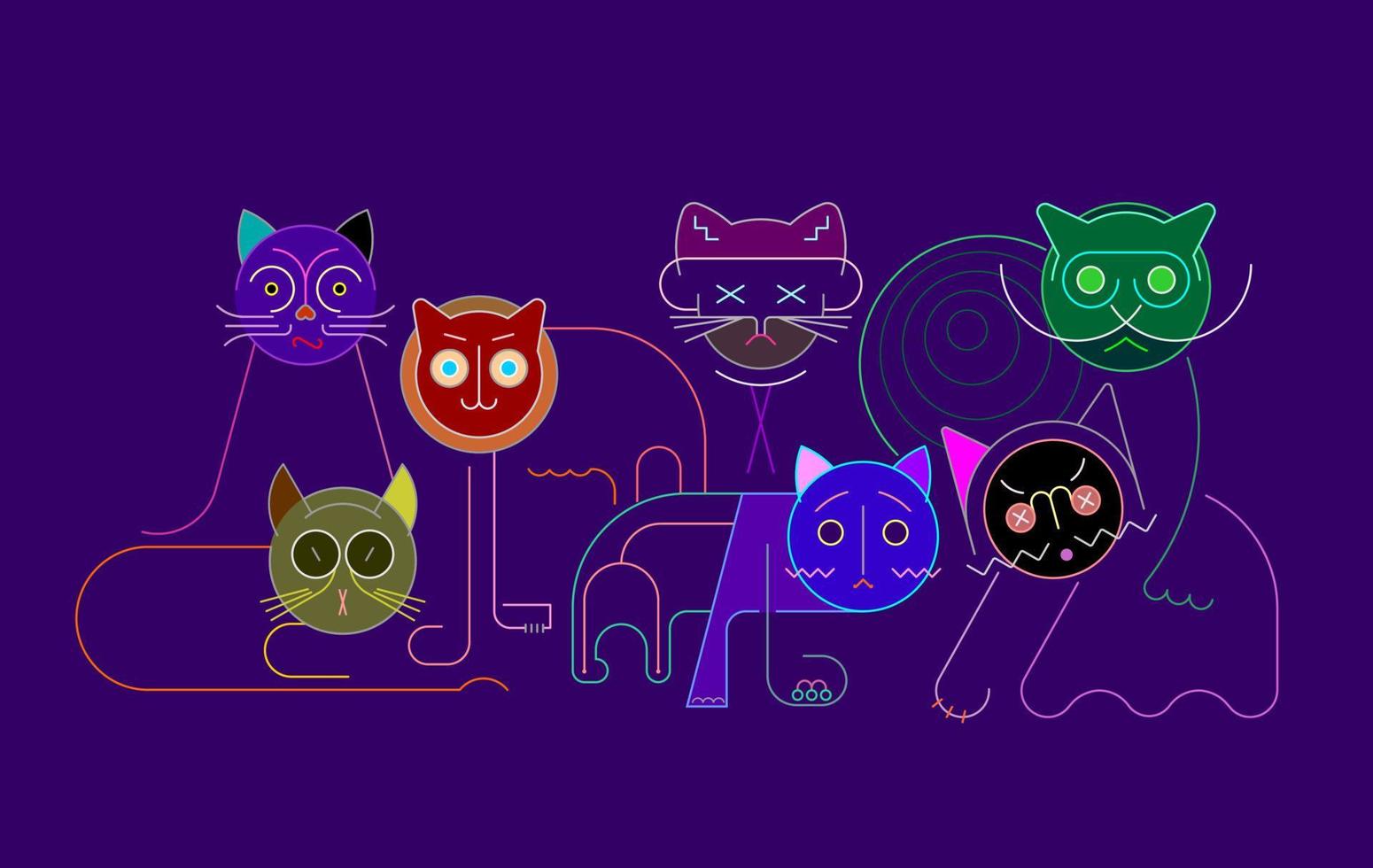 grupo de gatos vector