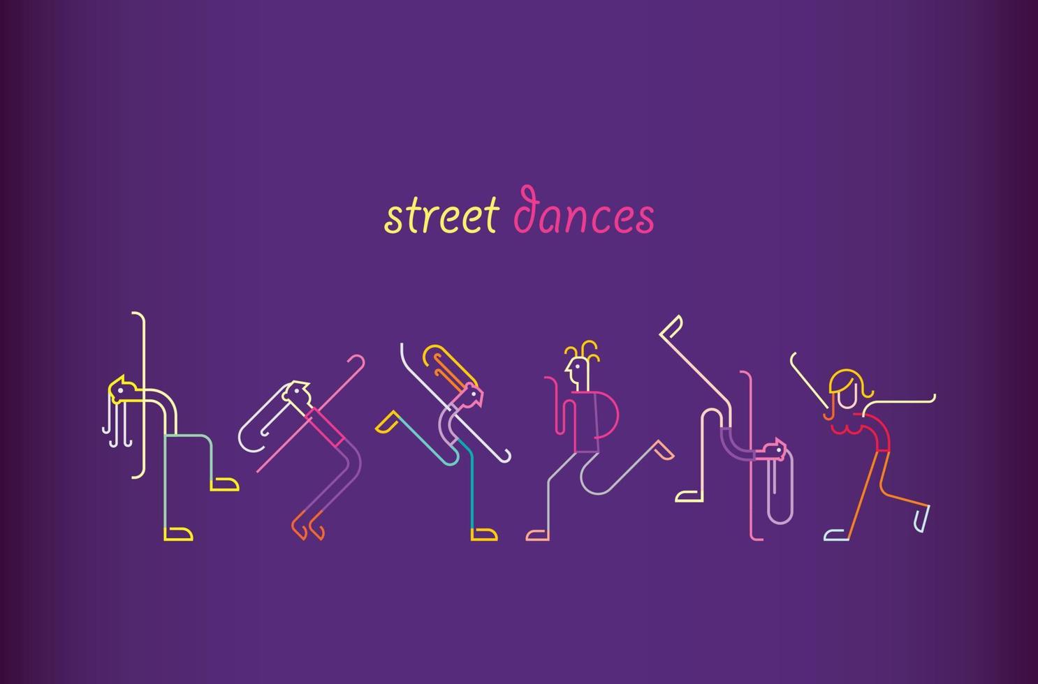 Street Dances neon vector