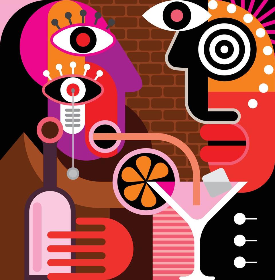 Man and woman at the bar vector