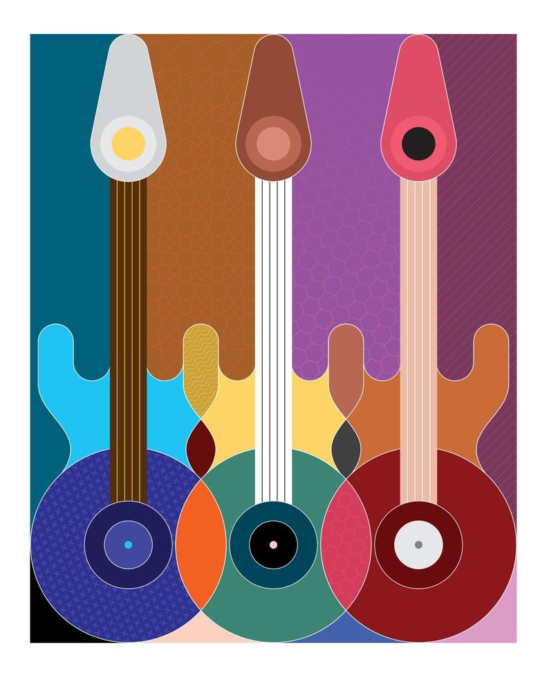 diseño de tres guitarras vector