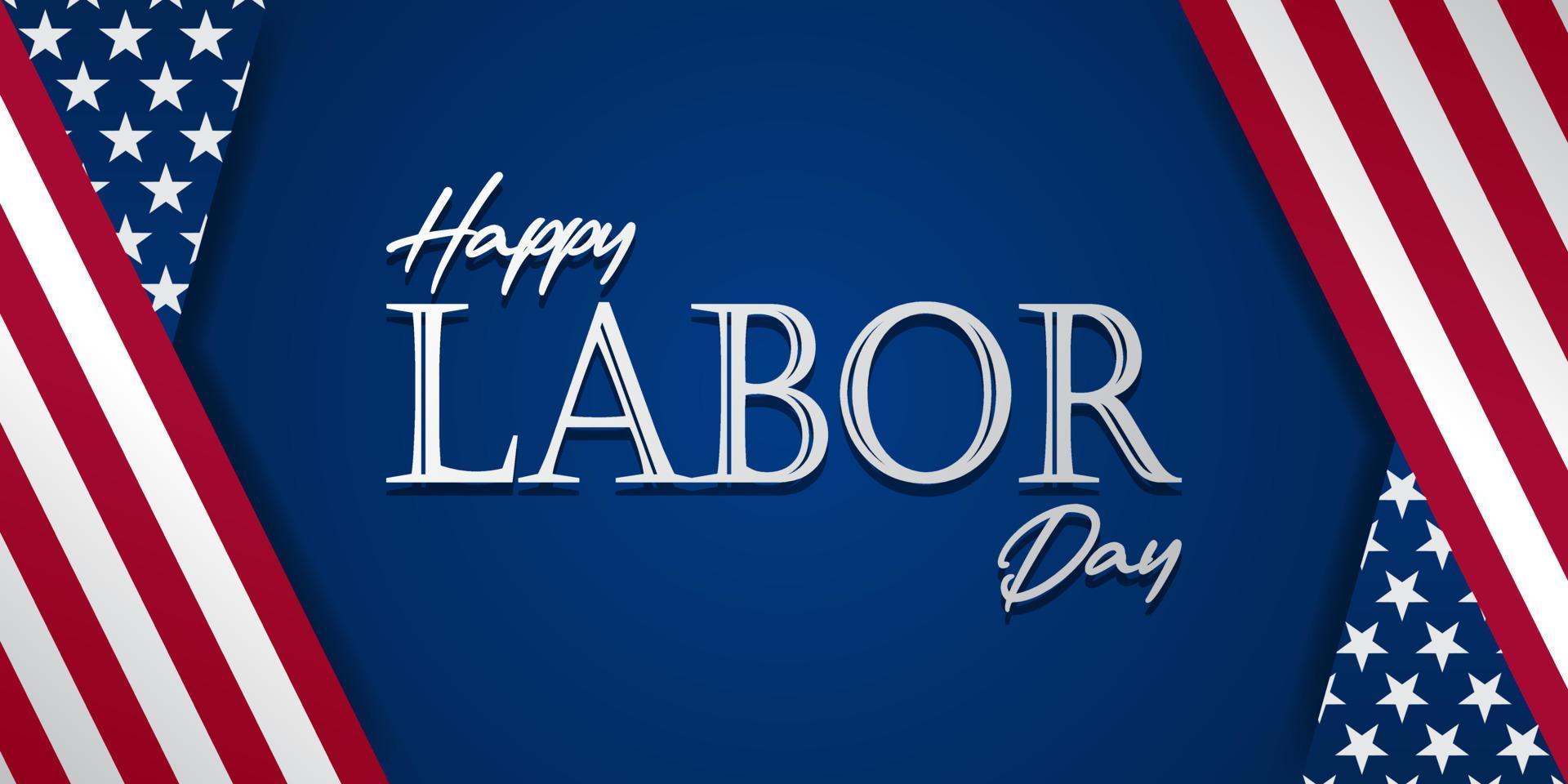 International Labor Day Greeting Background with American flags on both sides vector