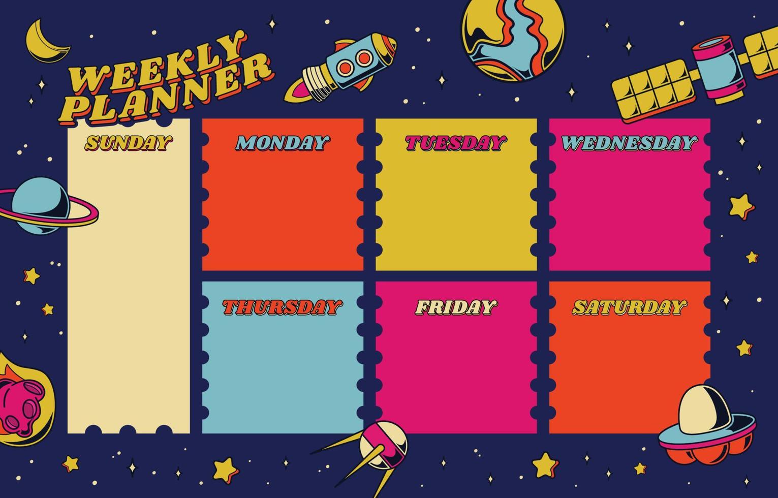 Weekly Planner Outerspace Background Template vector