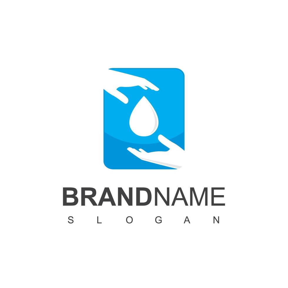 Hand Washing Logo Design Template, With Hand And Drop Water Symbol. vector