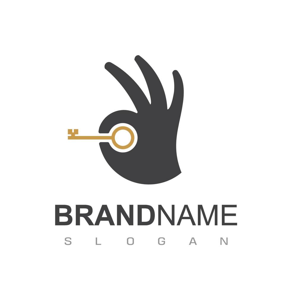 Real Estate Logo Design With Hand And Key Symbol vector