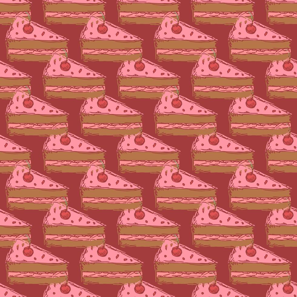 Seamless cake pattern. Sweets and candy background. Doodle vector illustration with sweets and candy icons