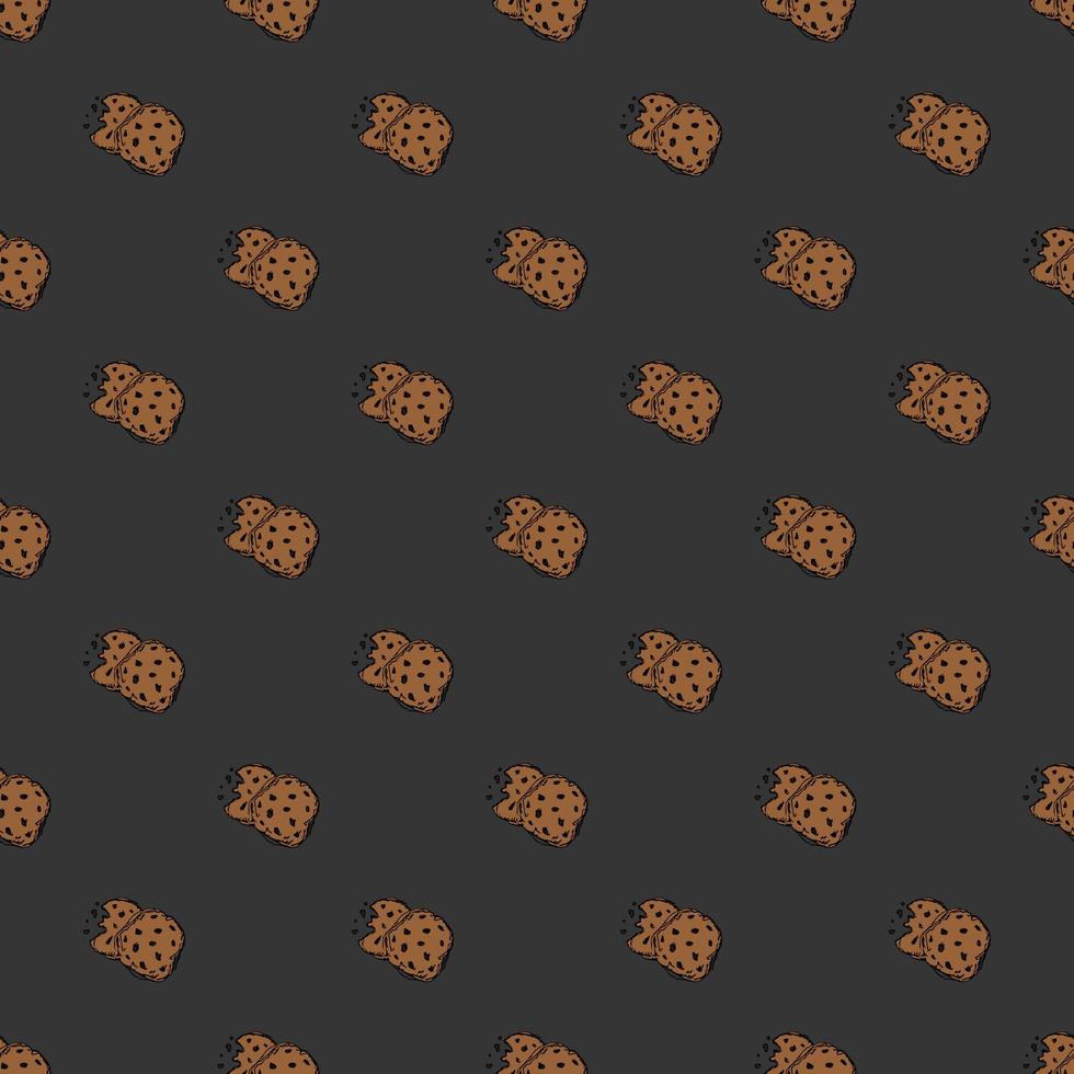 Seamless chocolate cookies pattern. Sweets and candy background. Doodle vector illustration with sweets and candy icons