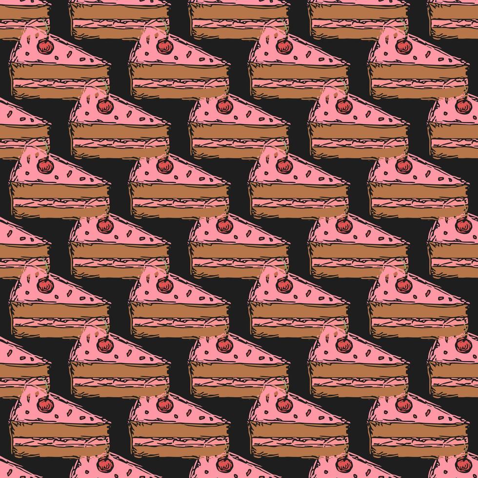 Seamless cake pattern. Sweets and candy background. Doodle vector illustration with sweets and candy icons
