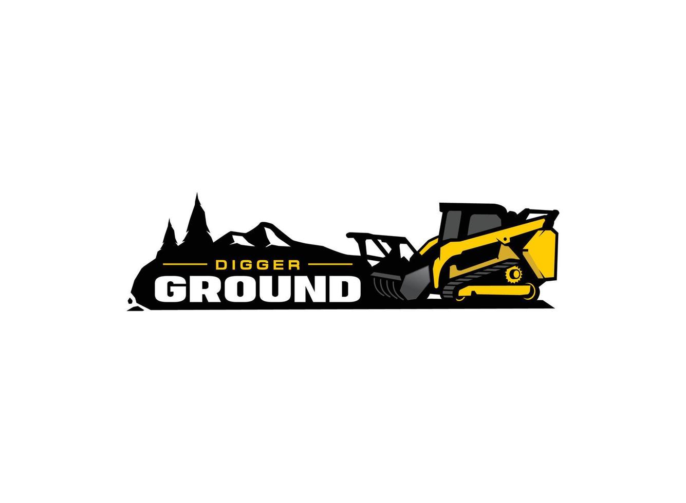 Excavating skid steer logo vector for construction company. Heavy equipment template vector illustration for your brand.