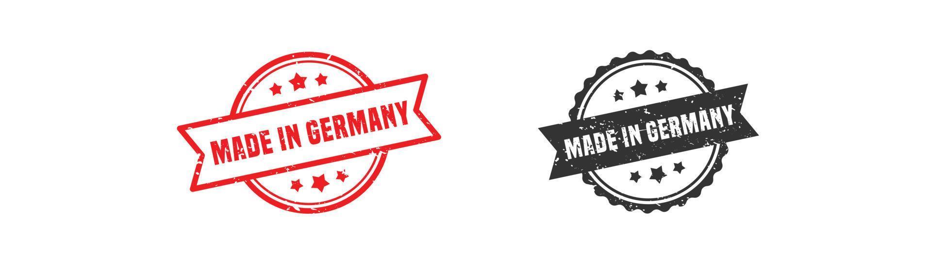 Hecho en goma de sello de Alemania con estilo grunge sobre fondo blanco. vector