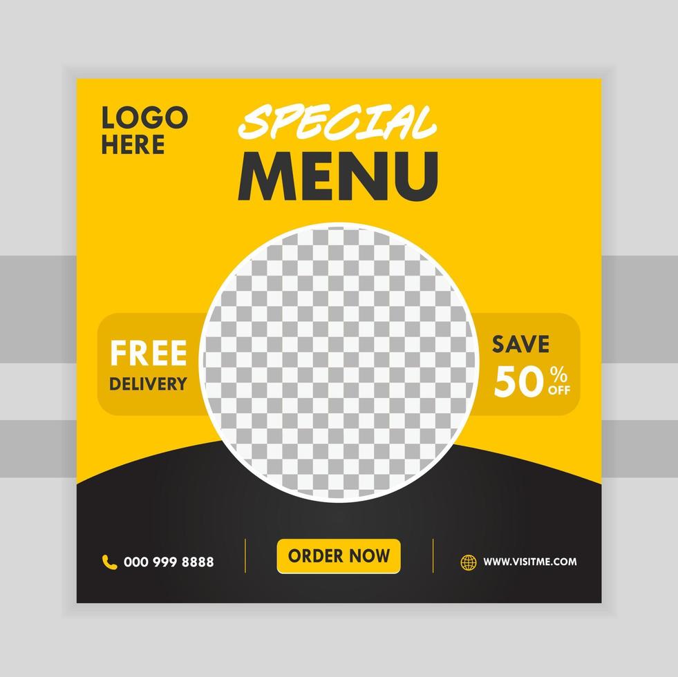 Promotional Food Banner Social Media Post Isolated Design Restaurant Marketing Premium Template vector