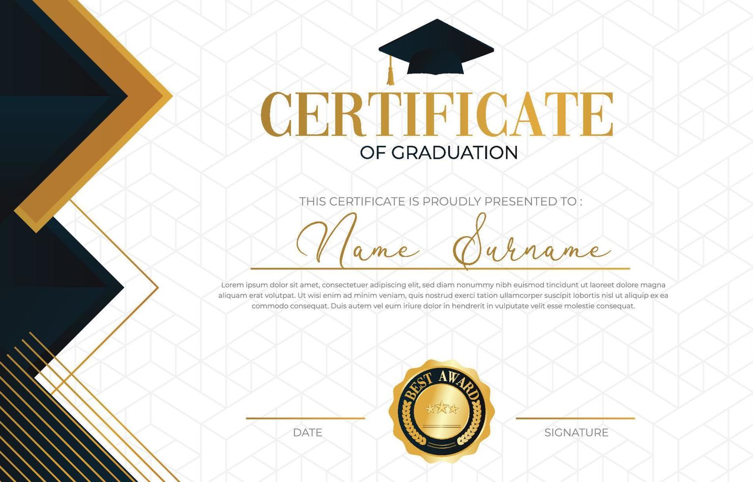 diploma de escuela secundaria certificado de graduación vector