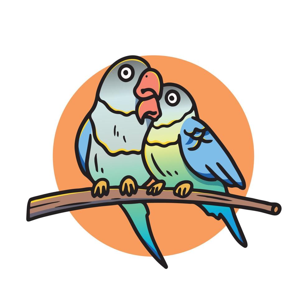 Hand drawn cute colorful lovebird illustration vector