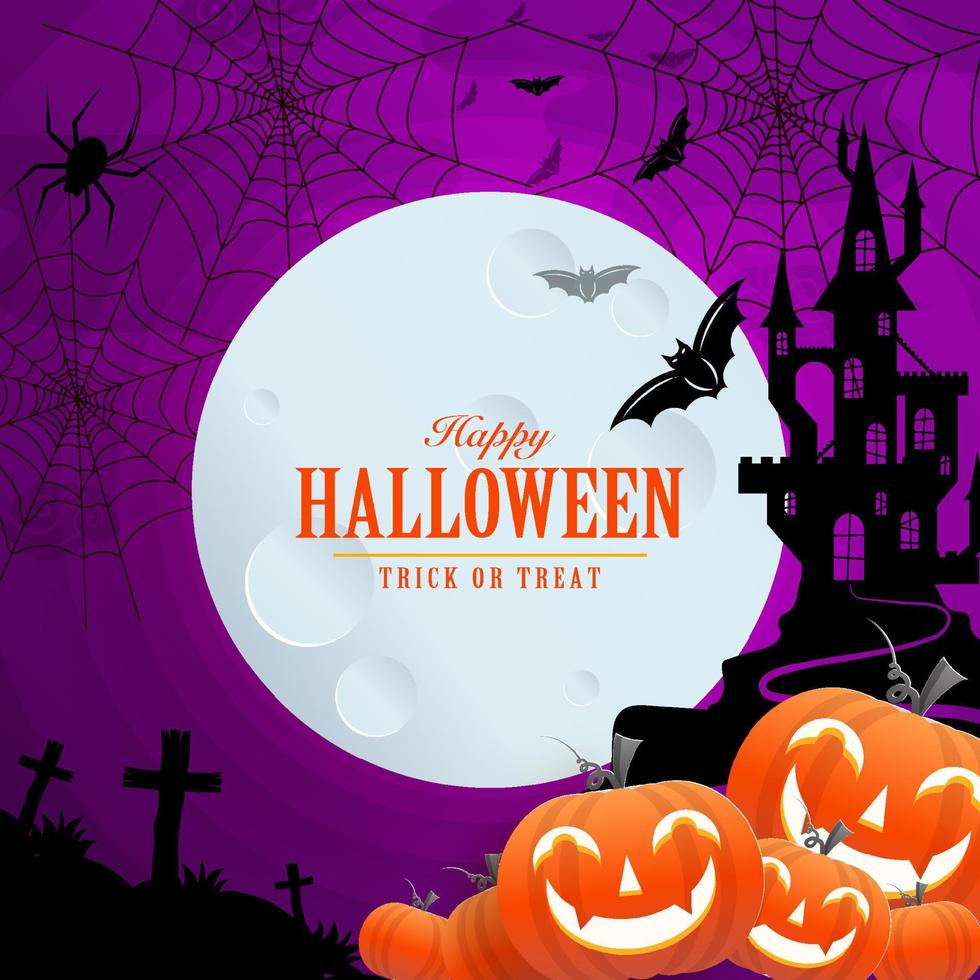 Happy halloween background template with pumpkin vector