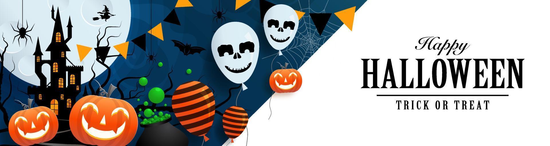 Happy halloween background template with pumpkin vector