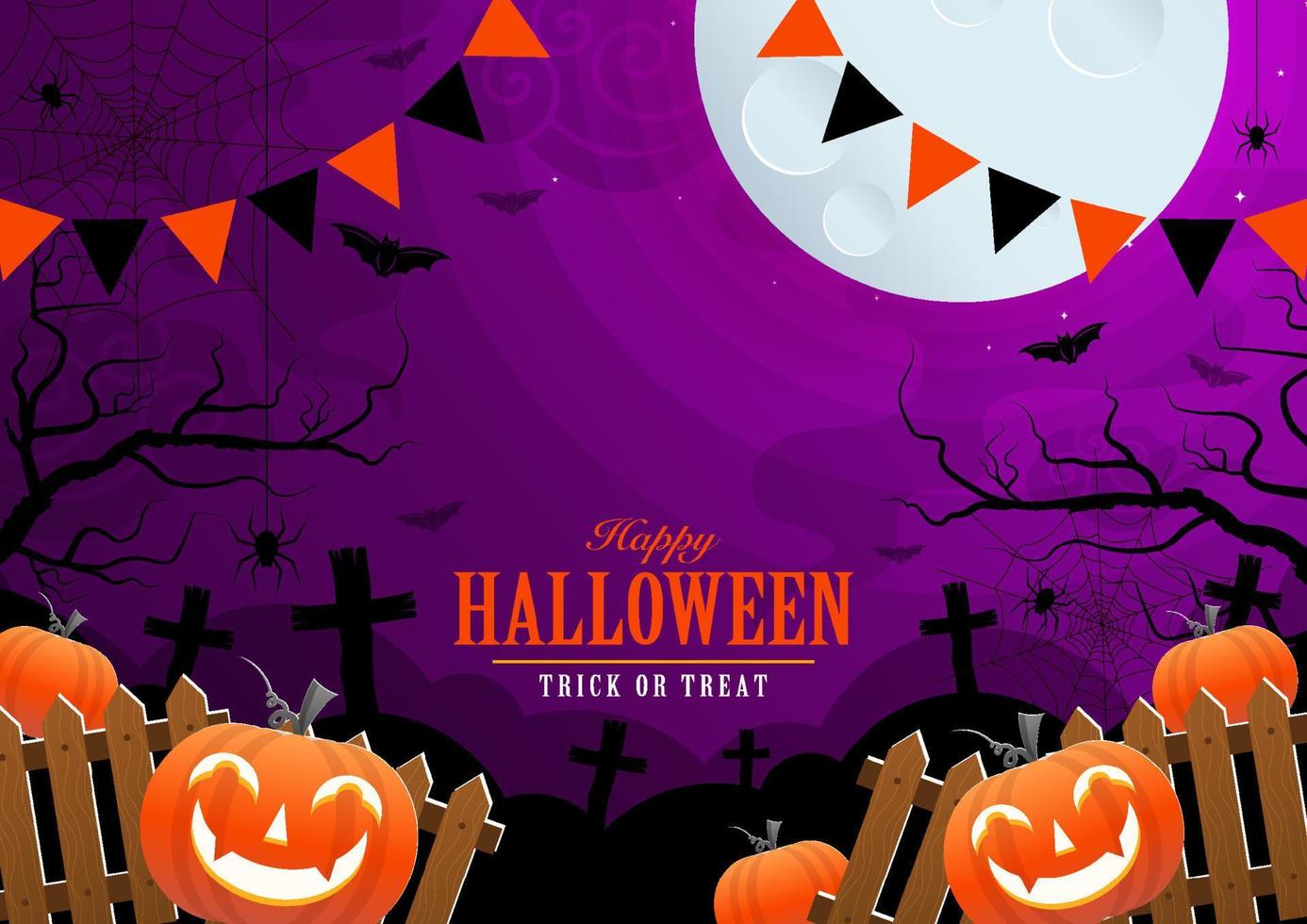 Happy halloween background template with pumpkin. vector