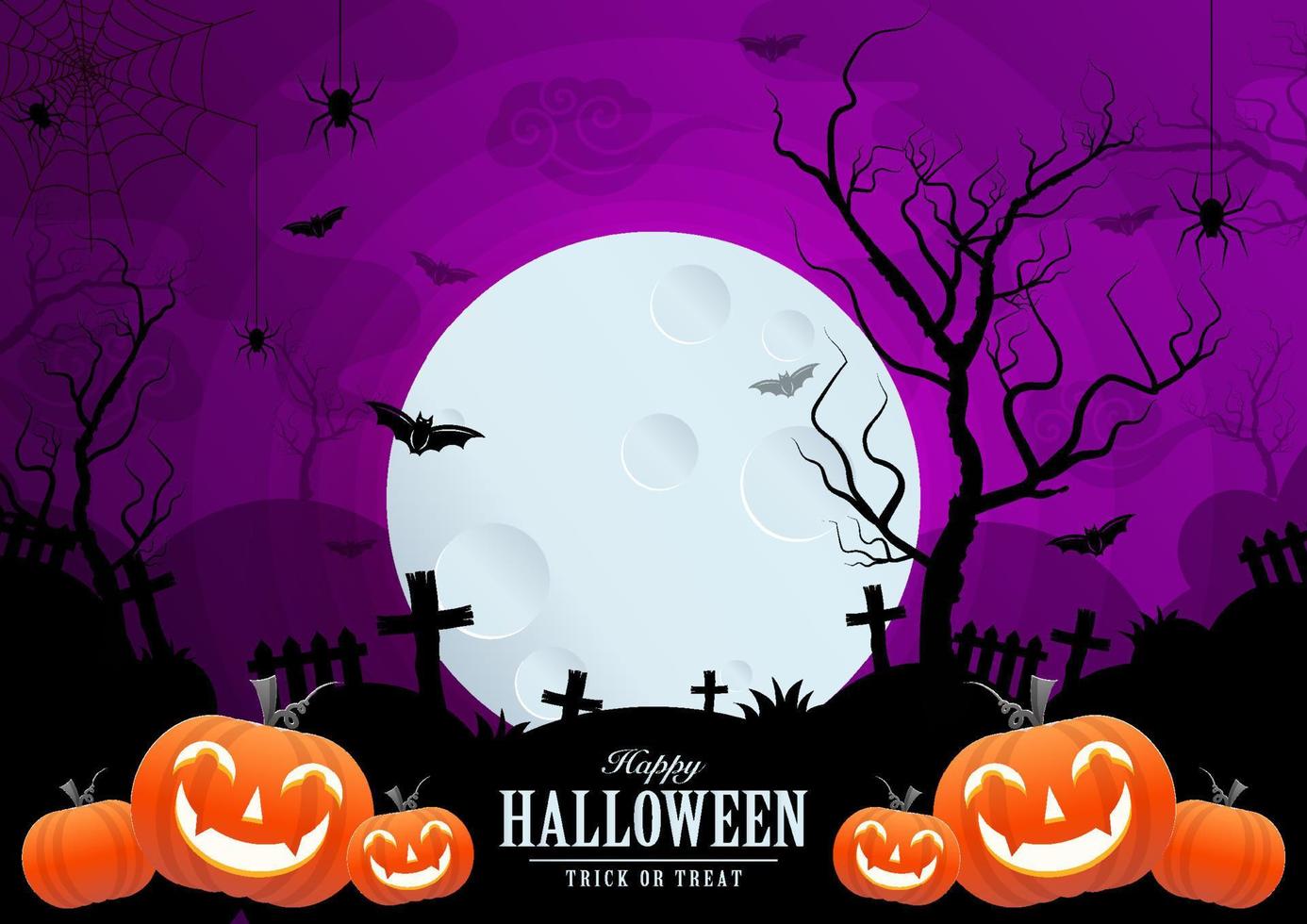 Happy halloween background template with pumpkin. vector