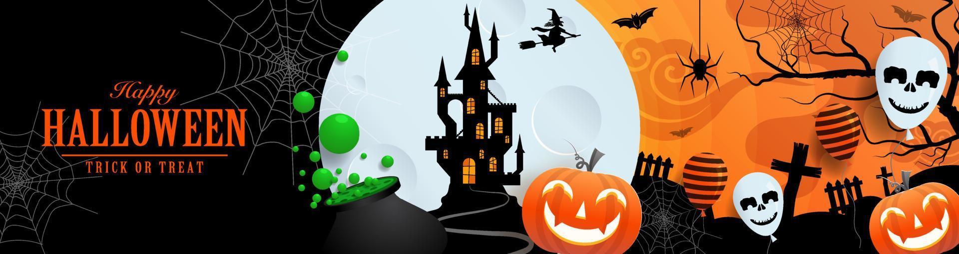 plantilla de fondo feliz halloween con calabaza vector