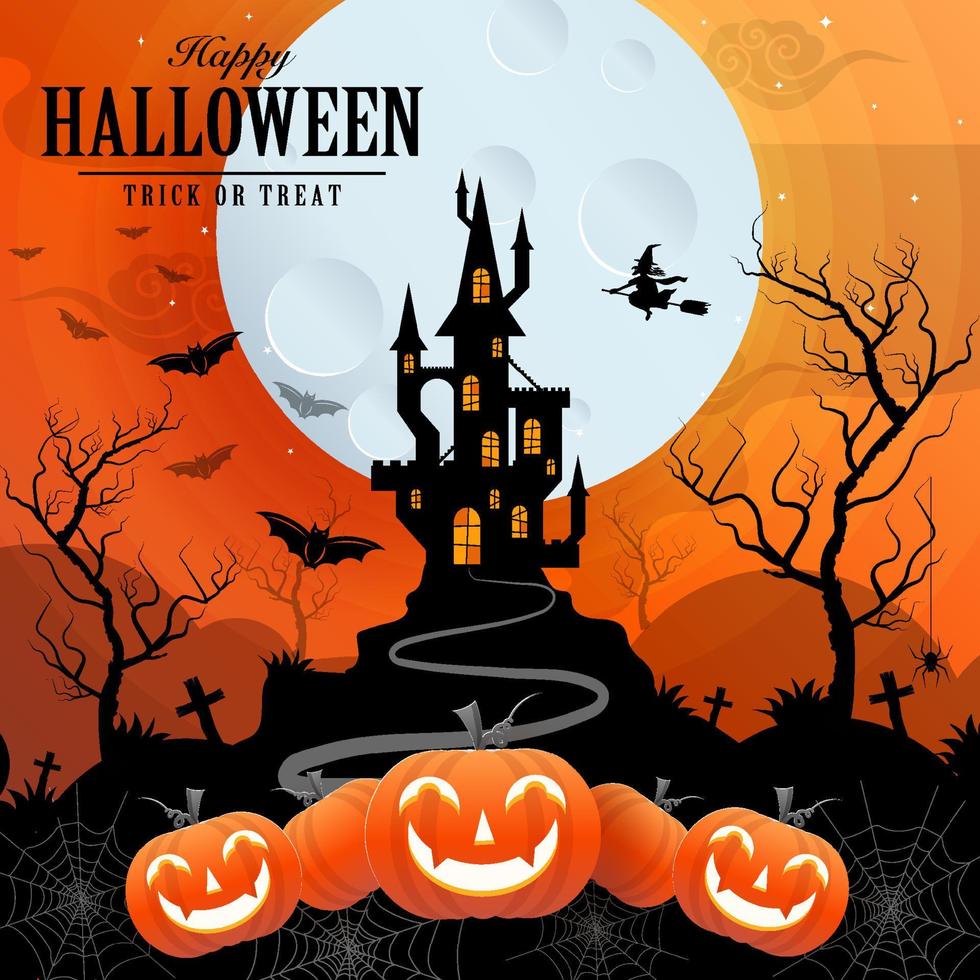 Happy halloween background template with pumpkin vector