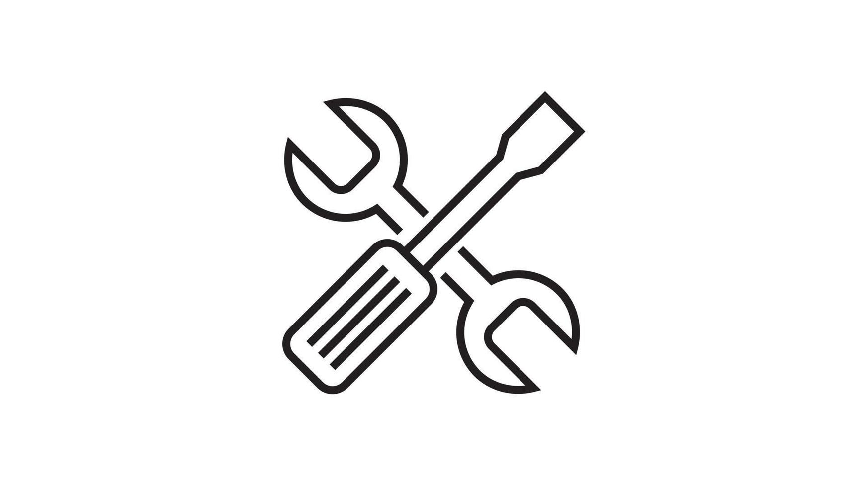 llave inglesa, y, destornillador, icono, vector, ilustración vector