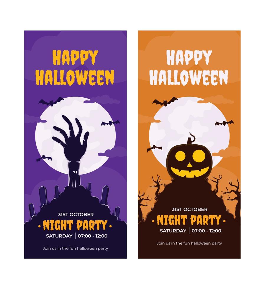 pancarta vertical de halloween. banner de forma vertical con ilustración de mano zombie. banner de forma vertical con ilustración de mano zombie. fondo espeluznante para eventos de halloween. vector