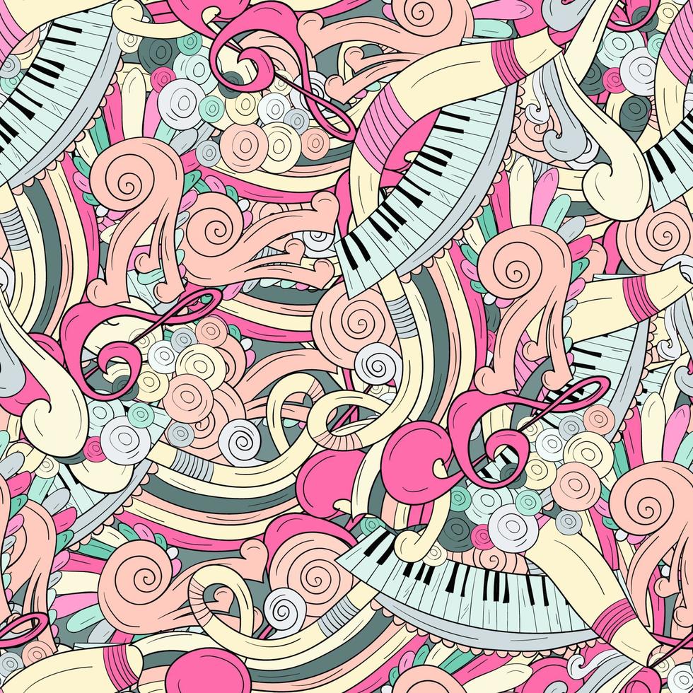 fondo de música sin costuras con notas y piano vector