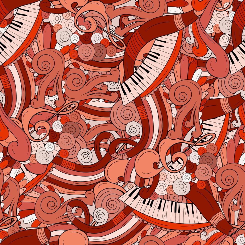 Seamless music background with notes and piano vector