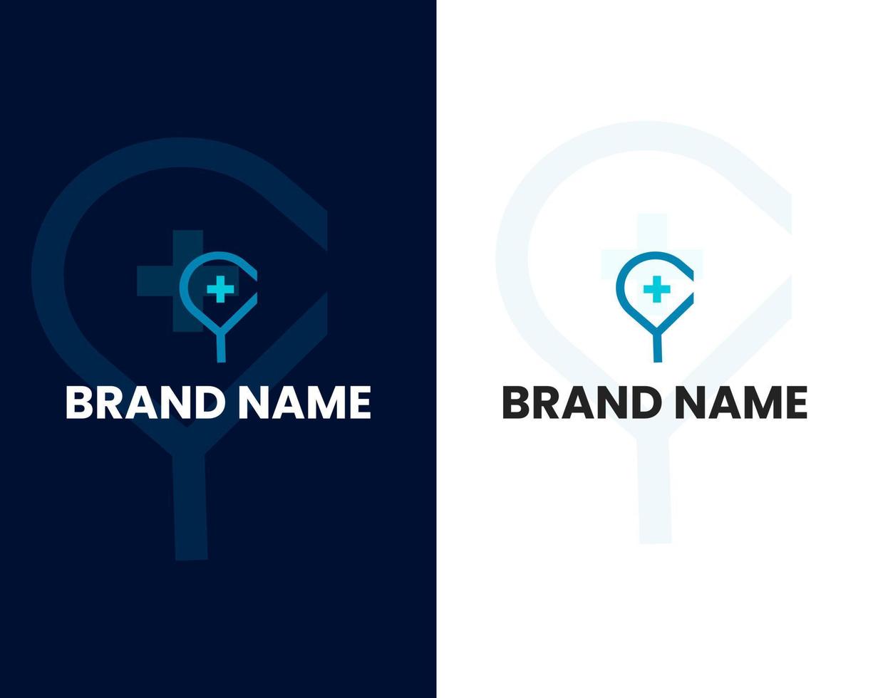 letter y with medical sing mark modern logo design template vector