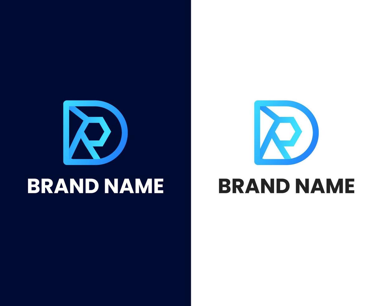 letter d and r mark modern logo design template vector