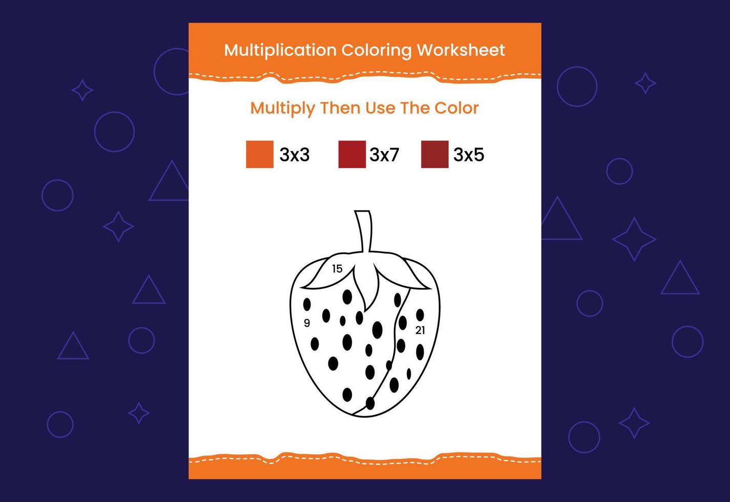 Multiplication Coloring worksheet with the image. Color by numbers math game vector