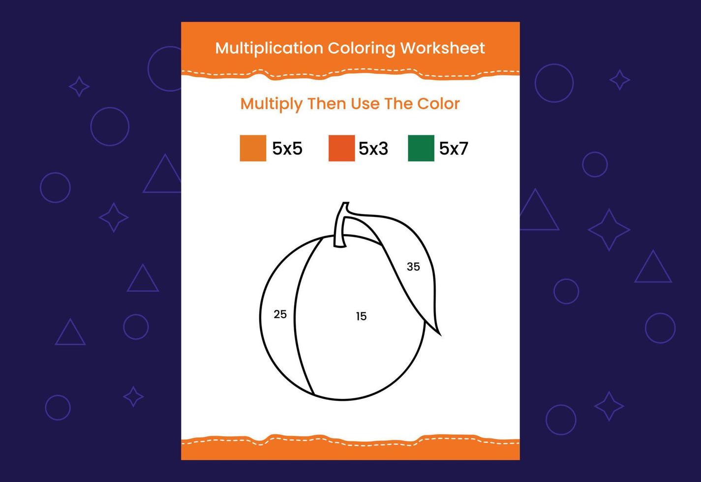 hoja de trabajo para colorear de multiplicación con la imagen. juego de matemáticas de colorear por números vector