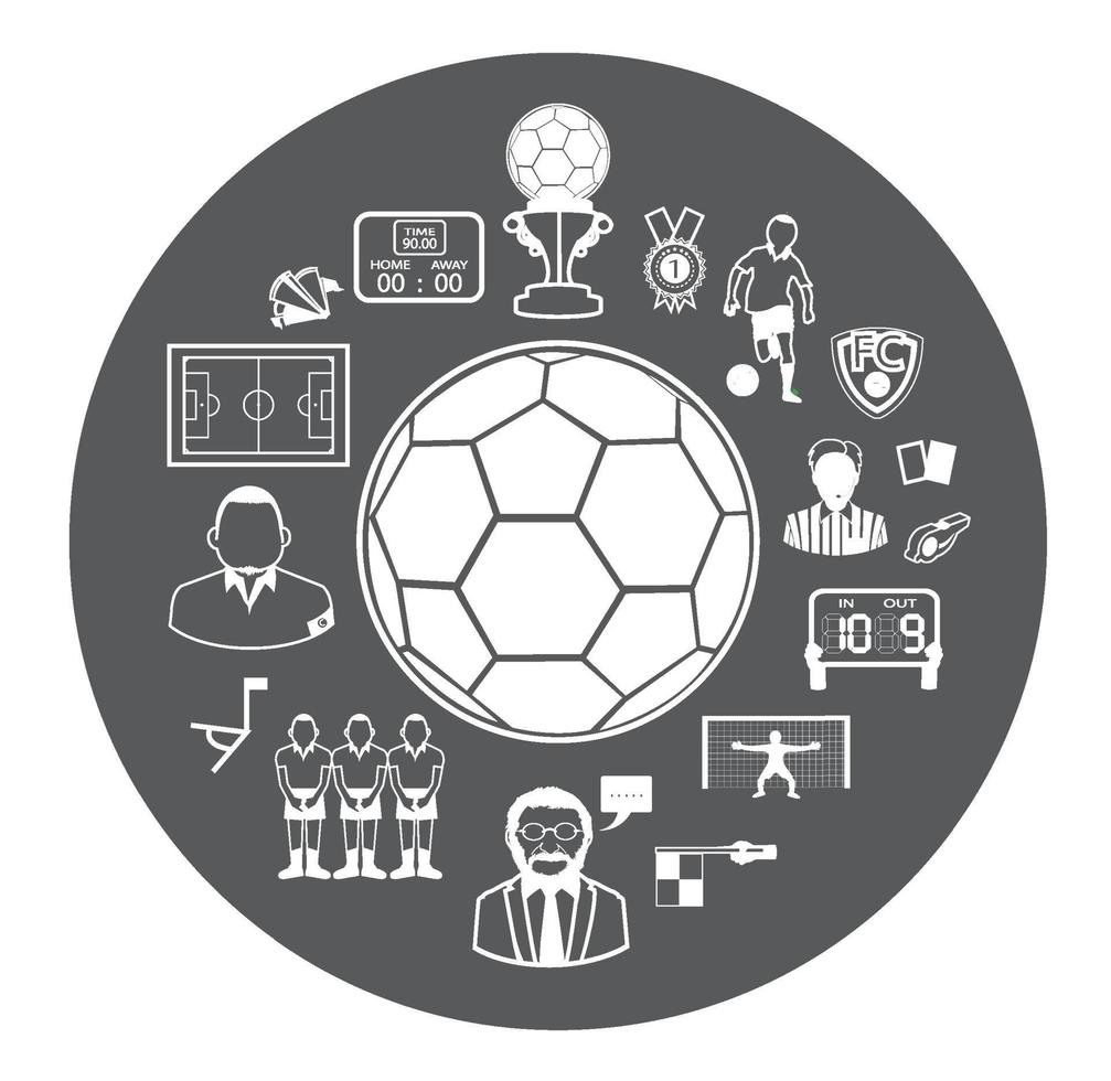 Black and white Soccer icons set vector
