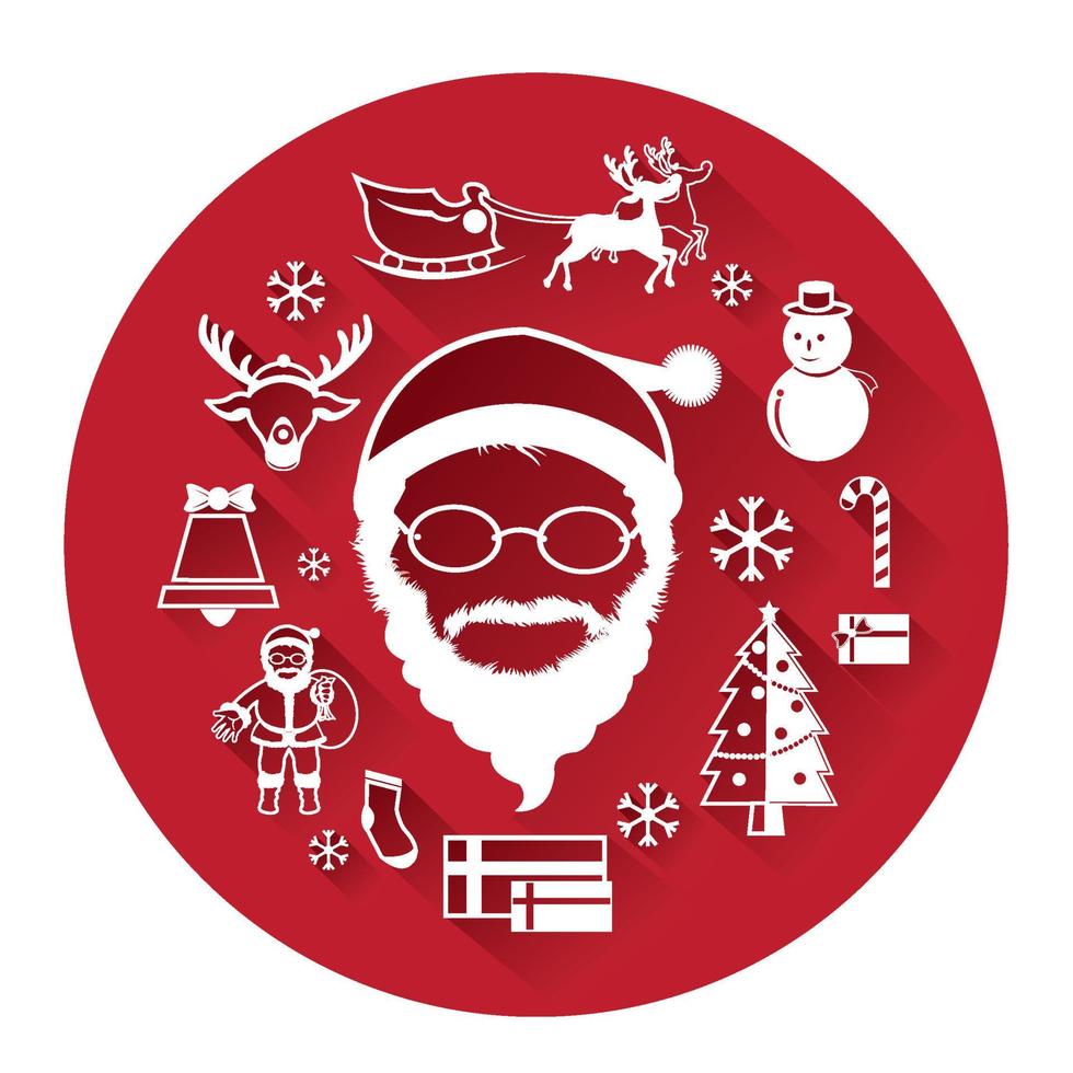 Big Red icons of Santa claus and Christmas Day vector