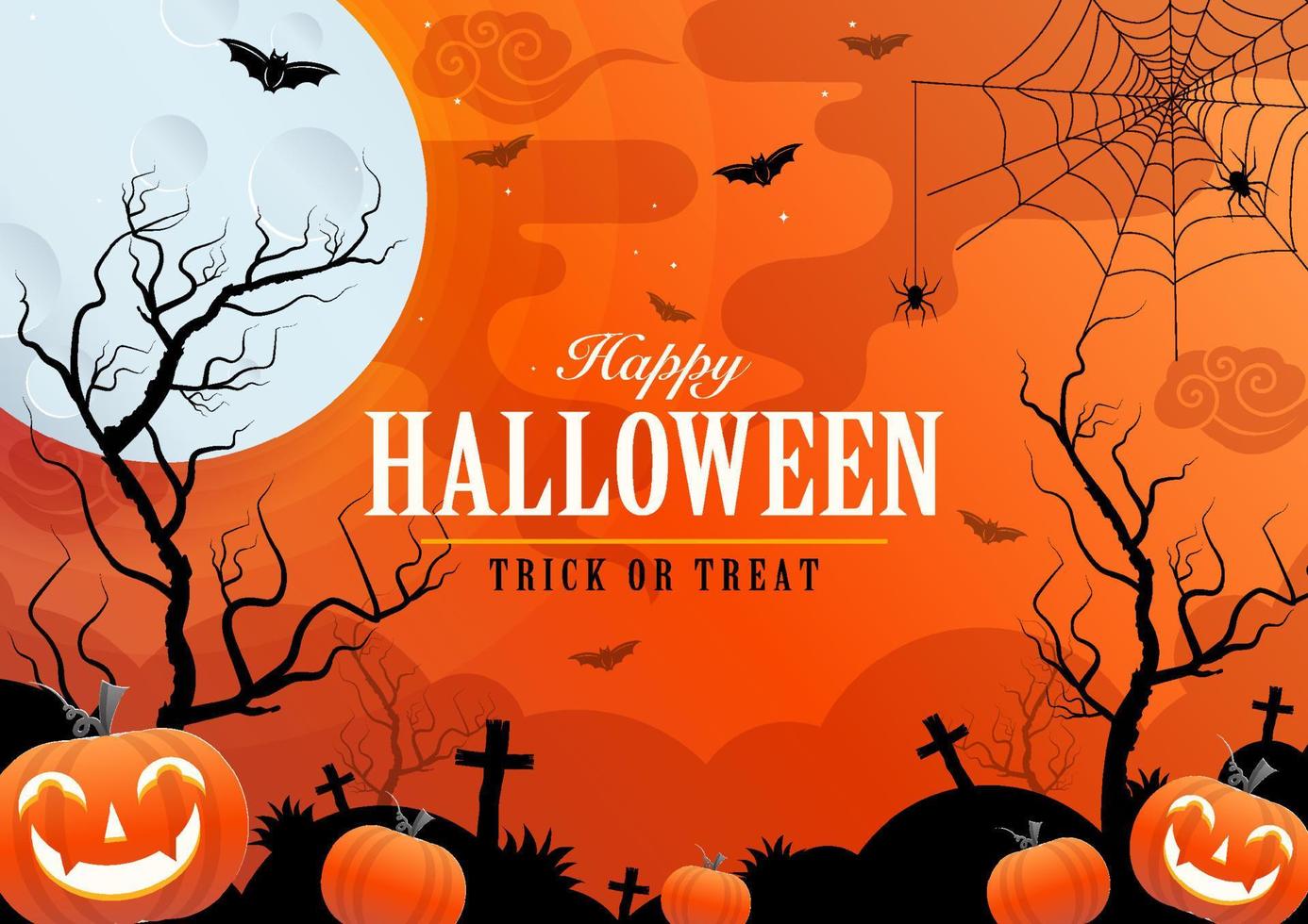 Happy halloween background template with pumpkin. vector