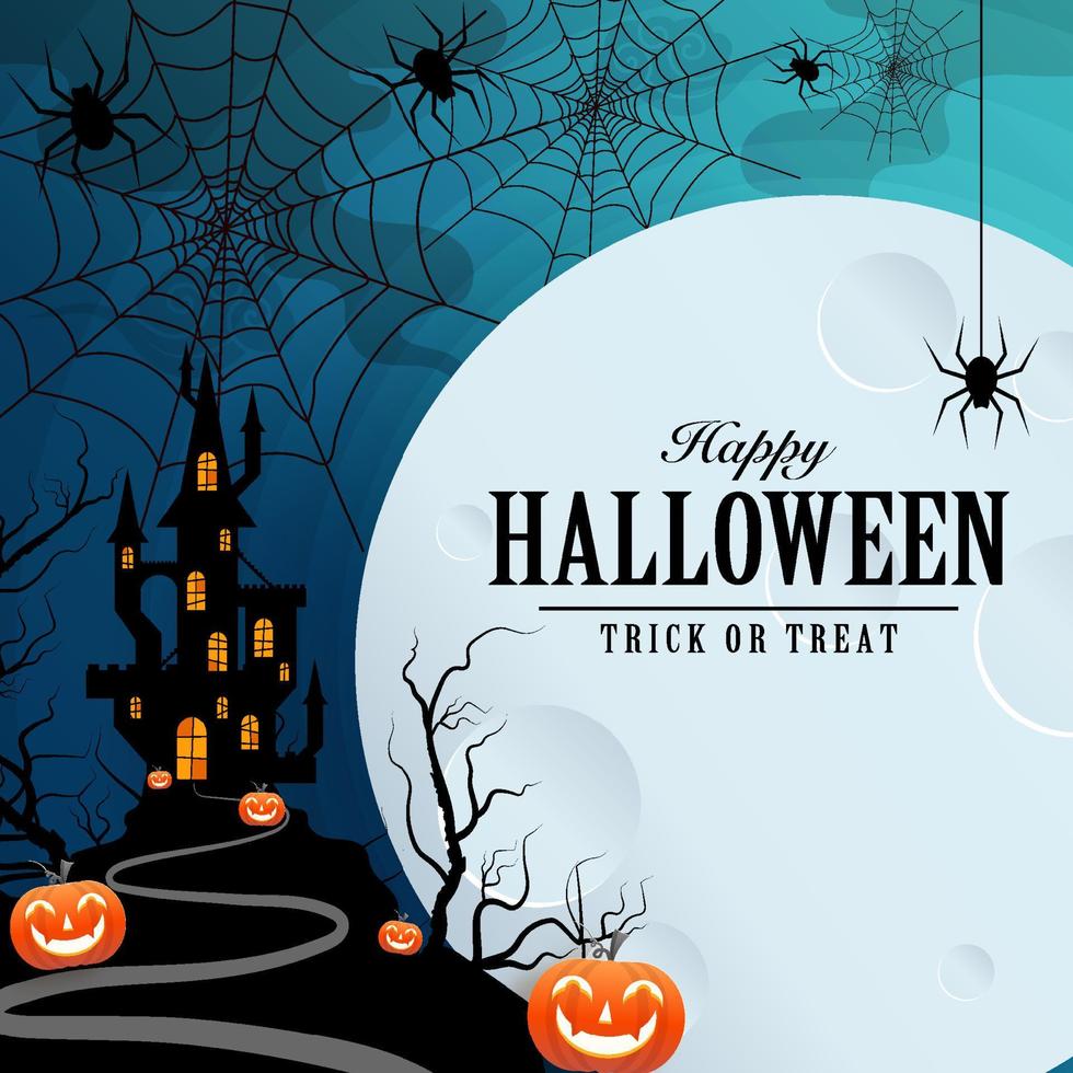 Happy halloween background template with pumpkin vector