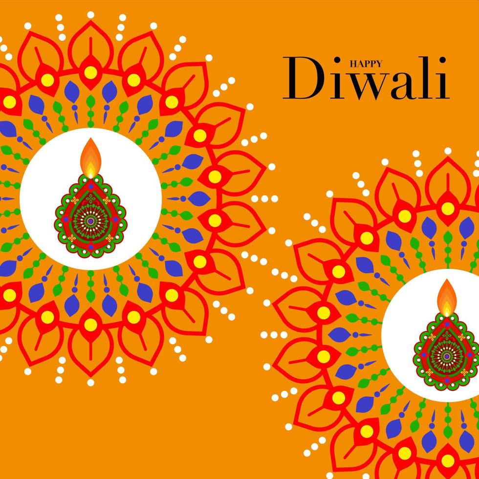 Happy Diwali, Deepavali or Dipavali the Indian festival Celebration flat design. vector