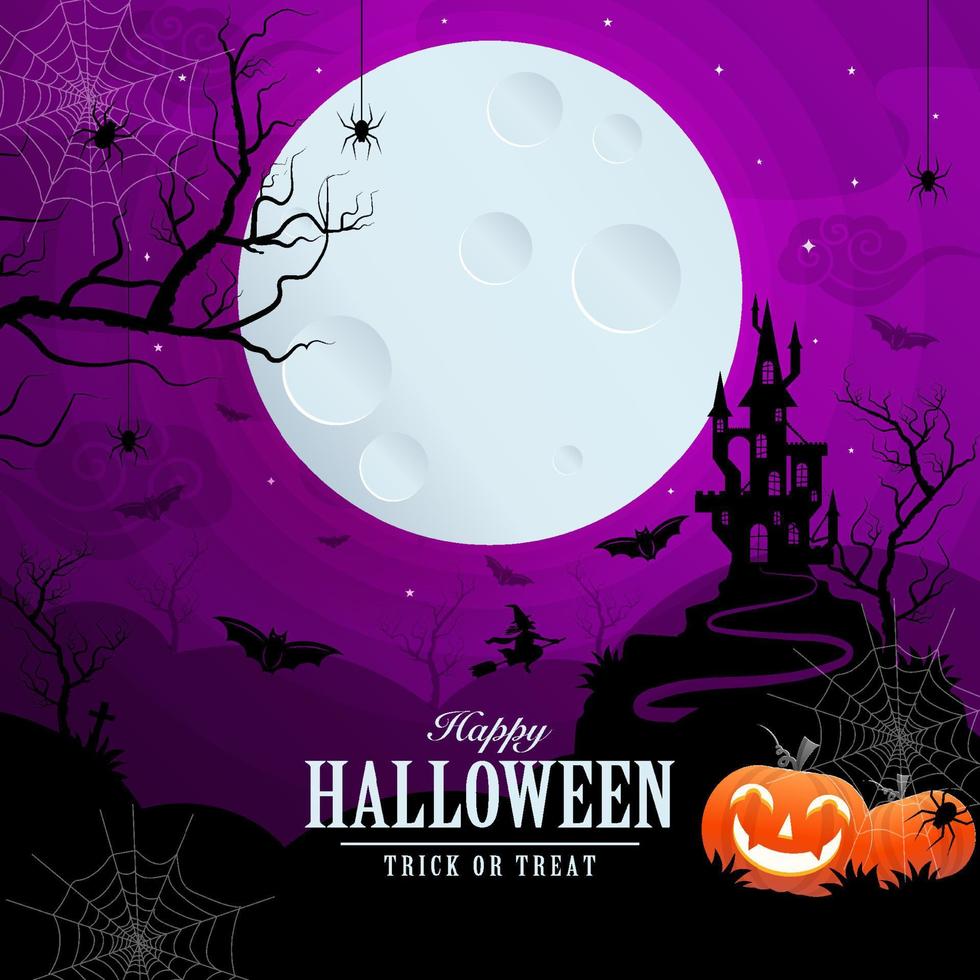 Happy halloween background template with pumpkin vector