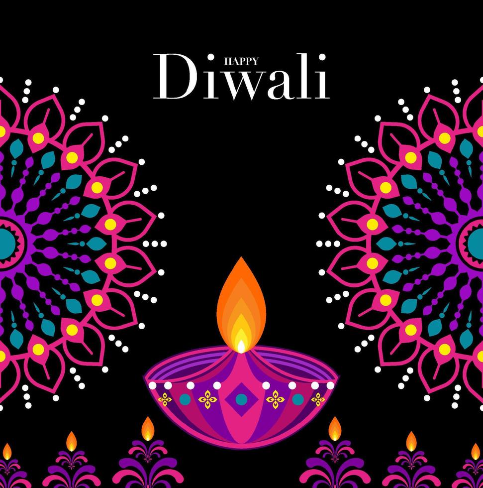 Happy Diwali, Deepavali or Dipavali the Indian festival Celebration flat design. vector