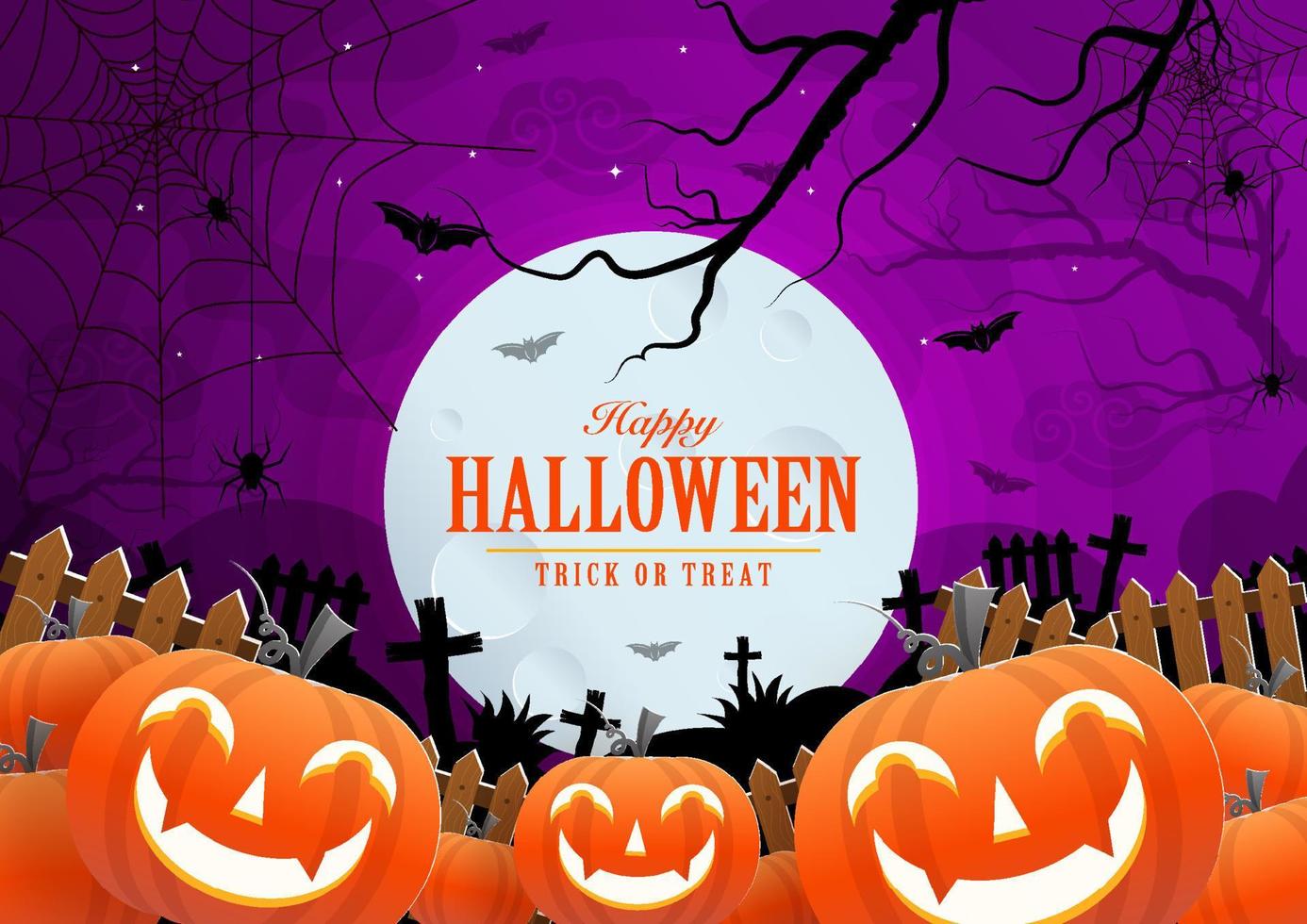 Happy halloween background template with pumpkin. vector