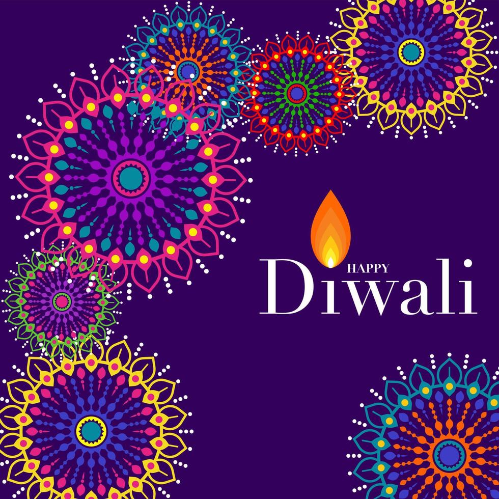 Happy Diwali, Deepavali or Dipavali the Indian festival Celebration flat design. vector