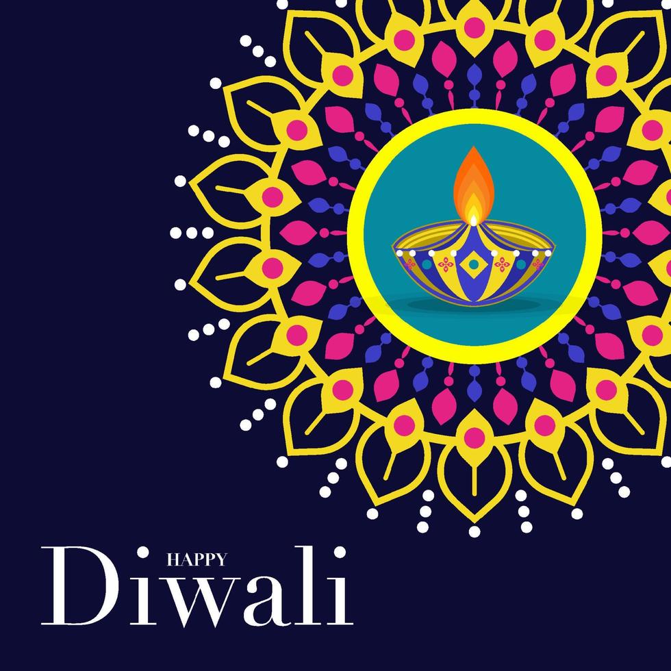 Happy Diwali, Deepavali or Dipavali the Indian festival Celebration flat design. vector