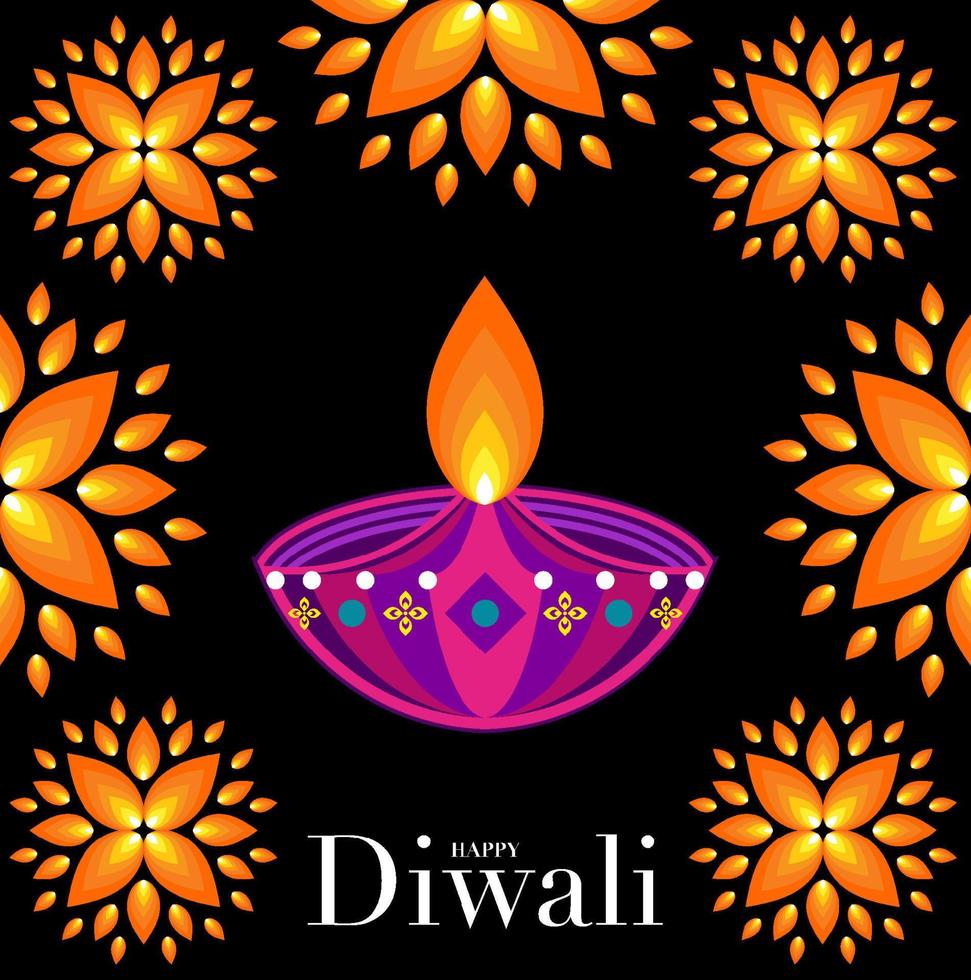 feliz diwali, deepavali o dipavali el diseño plano de la celebración del festival indio. vector