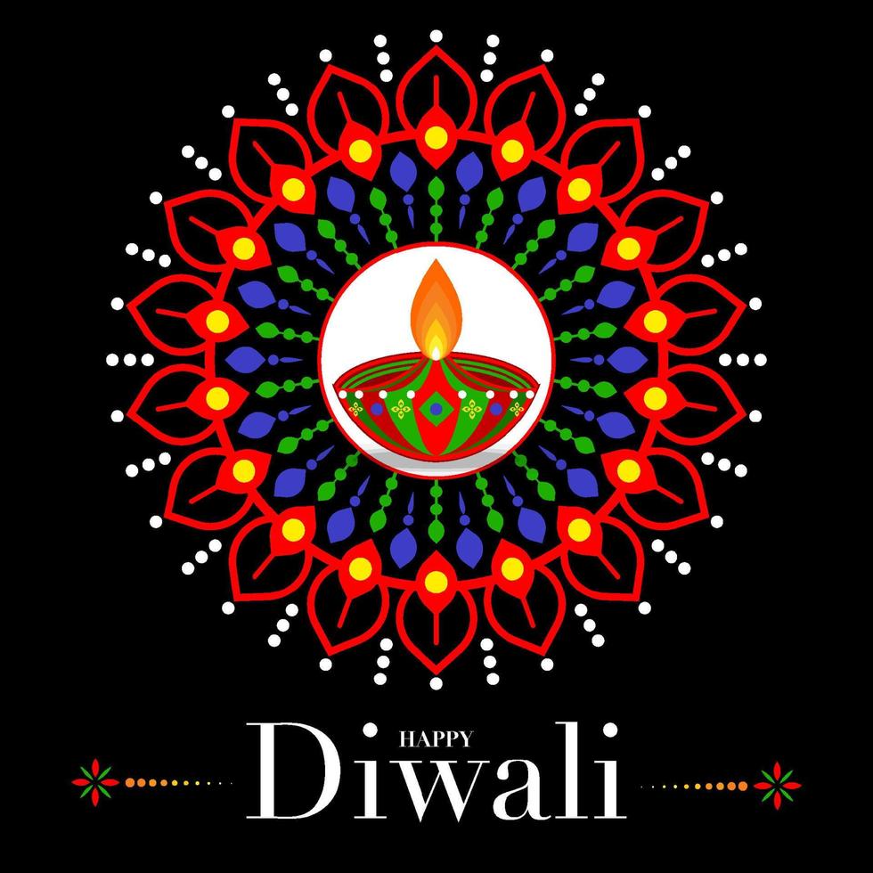 Happy Diwali, Deepavali or Dipavali the Indian festival Celebration flat design. vector