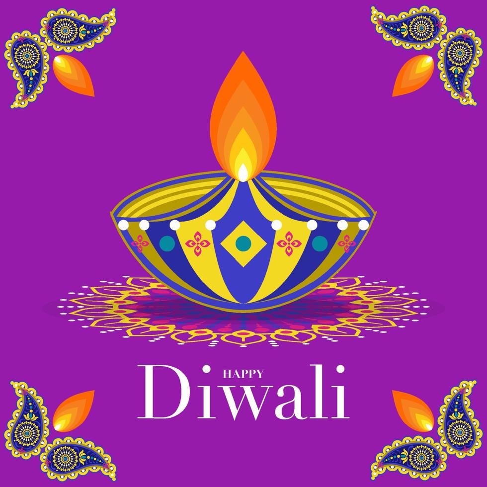 Happy Diwali, Deepavali or Dipavali the Indian festival Celebration flat design. vector