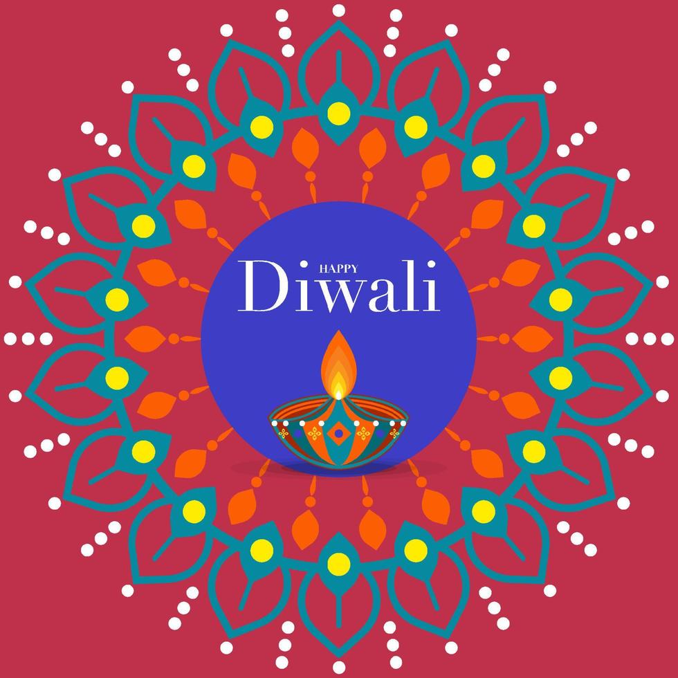 Happy Diwali, Deepavali or Dipavali the Indian festival Celebration flat design. vector