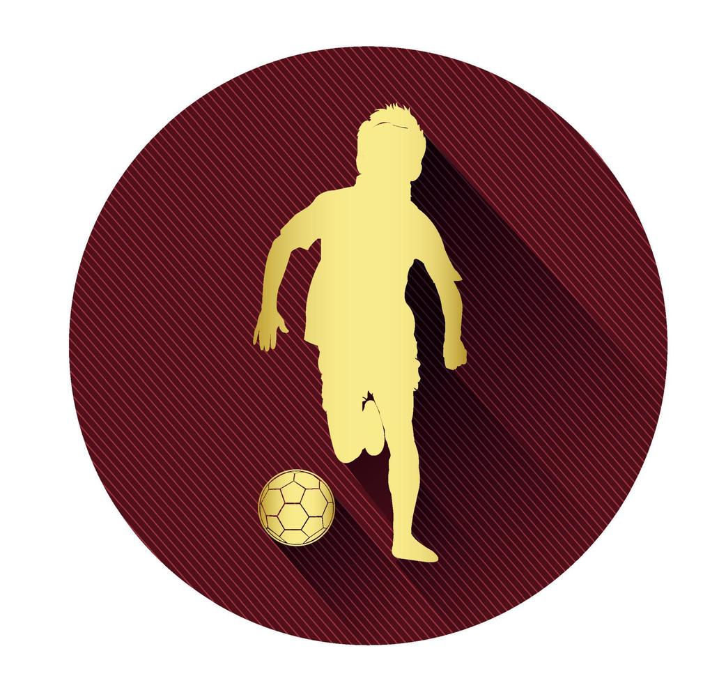 icono de jugador de fútbol dorado con efecto de sombra larga vector