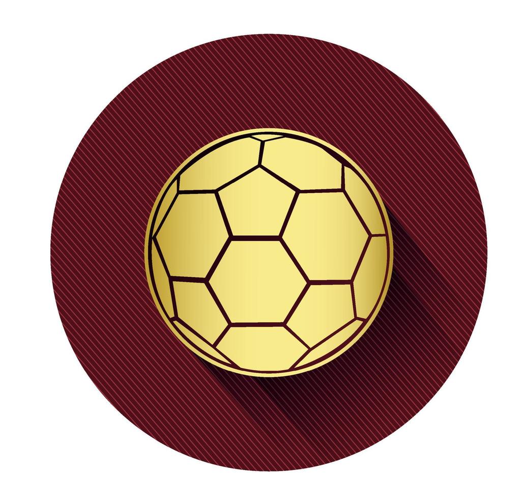 Golden soccer ball symbol with long shadow effect vector