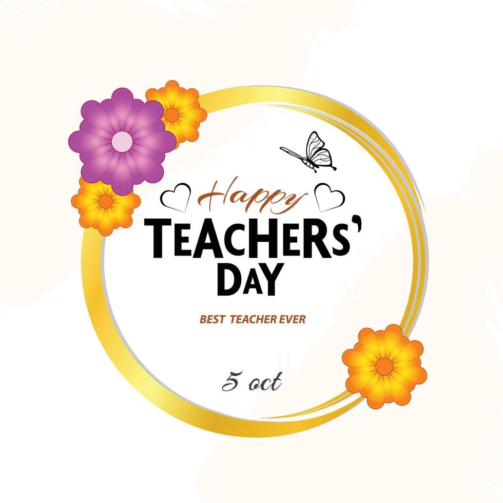 Happy teacher's day Goldin frame vector