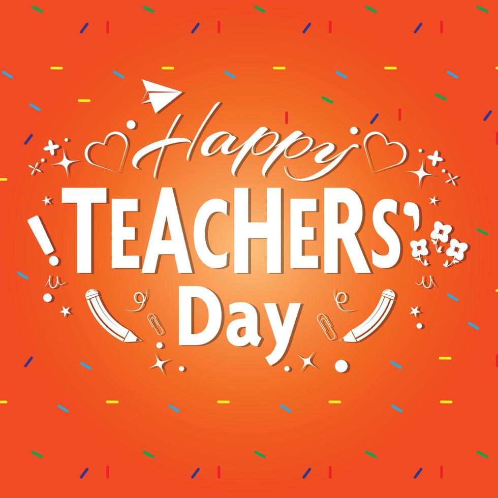 Happy teachers day logo banner with school stuff vector