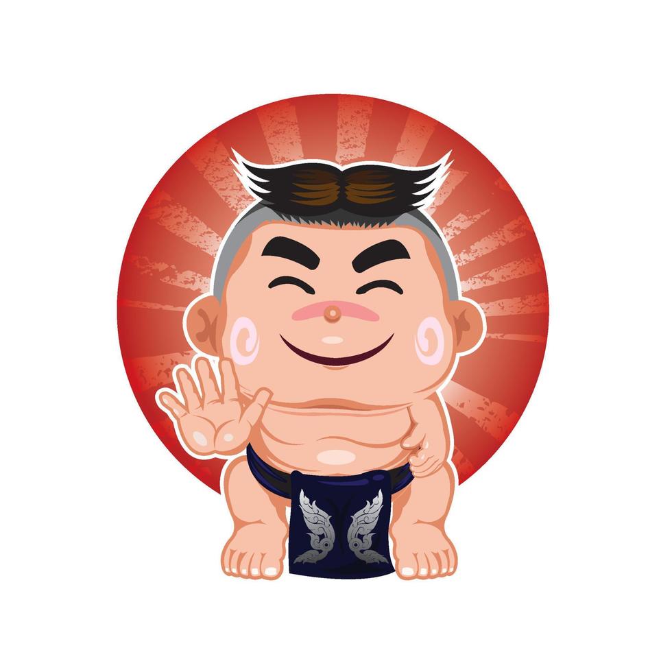 personaje de dibujos animados de estilo tailandés de sumo vector